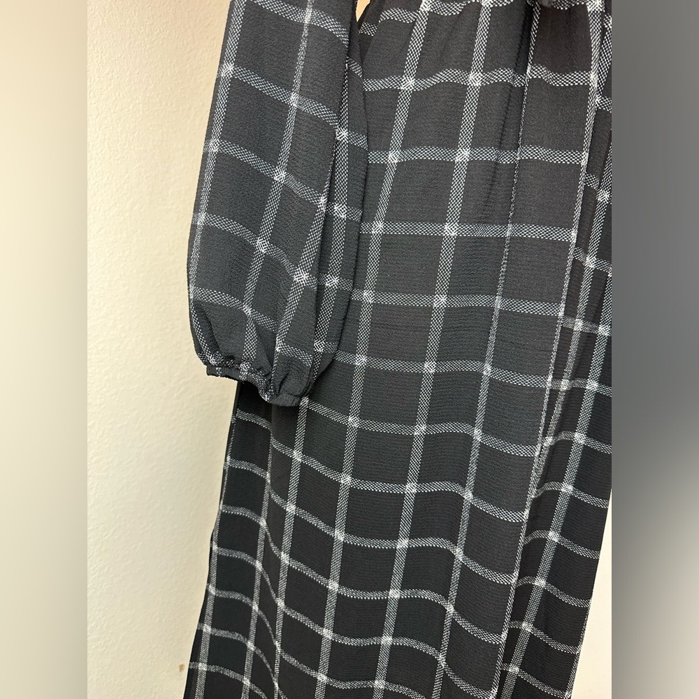 EUC MIMI CHICA Line Pattern Black Midi Dress With Tie At Bust - Picture 5 of 9